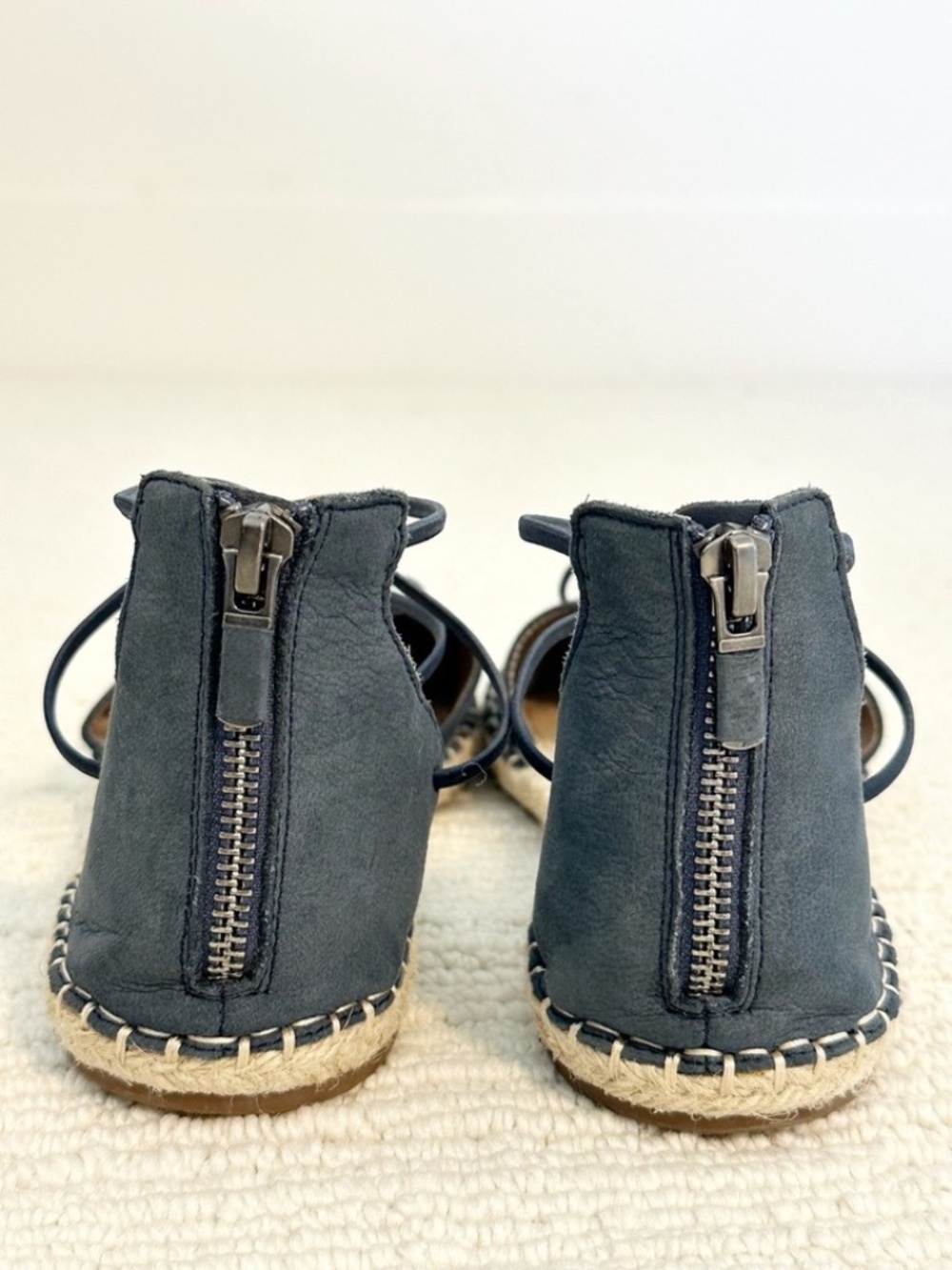 EILEEN FISHER Lace Women’s 7 Navy Blue Espadrille Flats Suede Old Money Casual - Picture 5 of 8